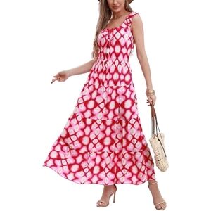 NEW Woman's Sleeveless Summer Flowy Printed Maxi Dress